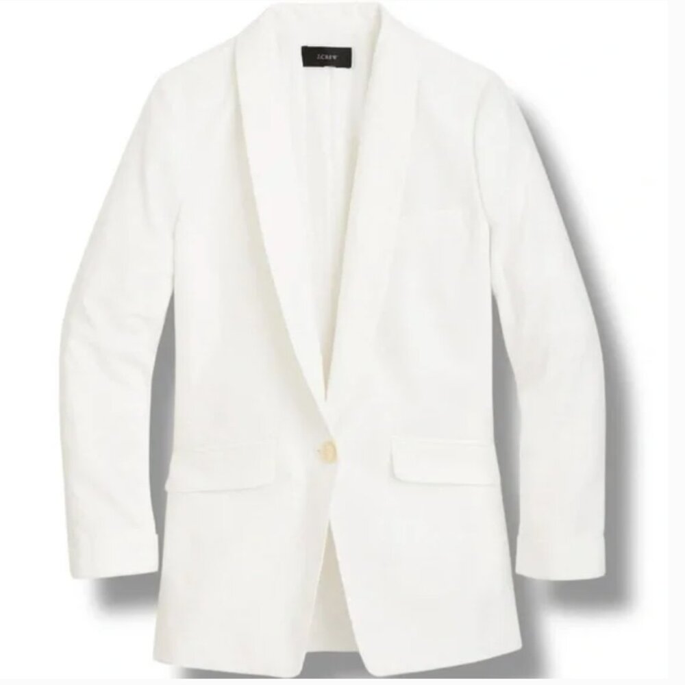 JCREW Unstructured Blazer Cotton-Linen In White Sz 10 -  NWT!!